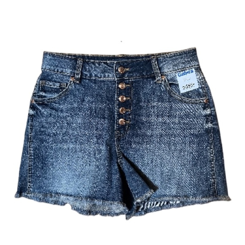 NWT M jeans by Maurices High Rise Women's Blue Denim Button Fly Shorts S…
